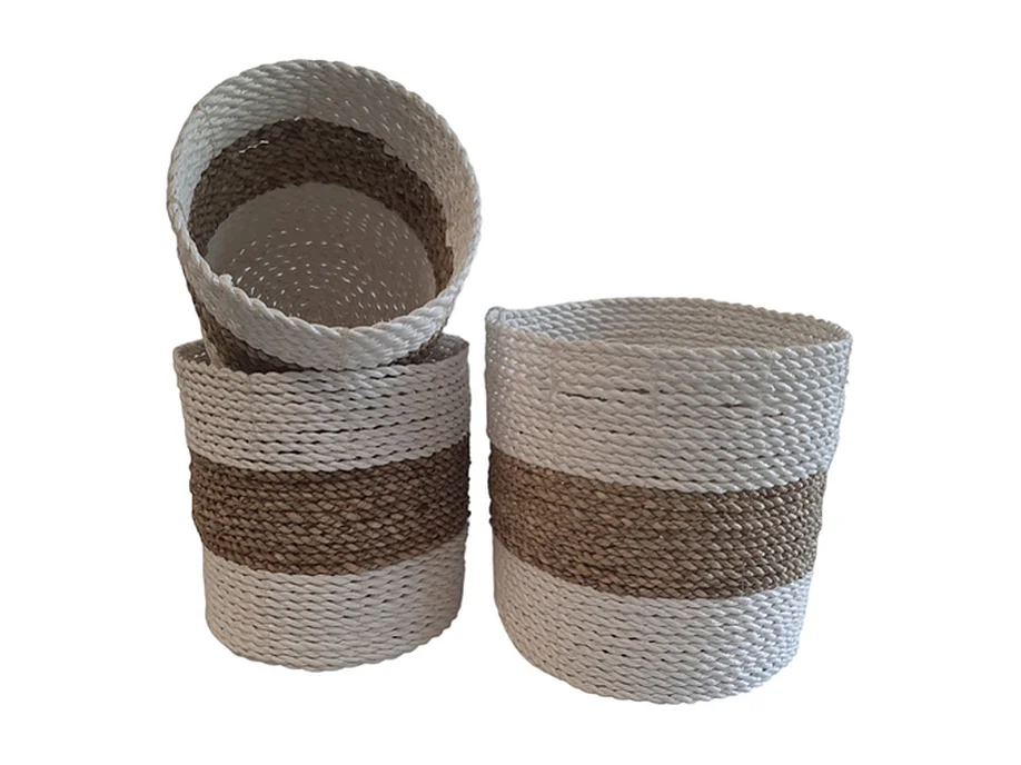 Plantenbakken Furnilux - Wit en Beige - Set van 3 stuks