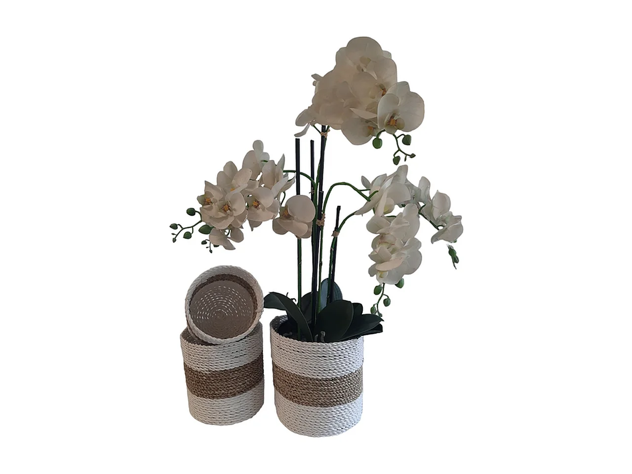 Plantenbakken Furnilux - Wit en Beige - Set van 3 stuks