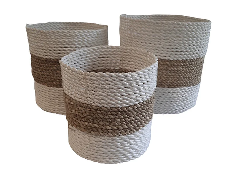 Plantenbakken Furnilux - Wit en Beige - Set van 3 stuks