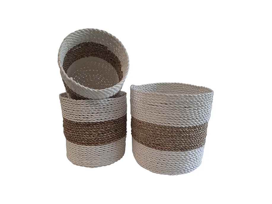 Jardinières Furnilux - Blanc et Beige - Set de 3 paniers