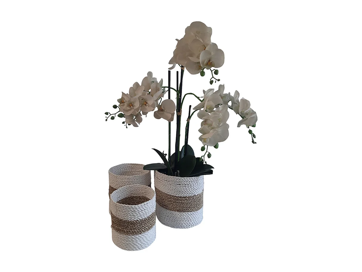Jardinières Furnilux - Blanc et Beige - Set de 3 paniers