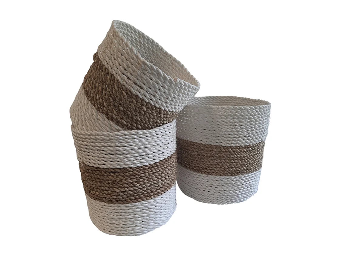 Jardinières Furnilux - Blanc et Beige - Set de 3 paniers