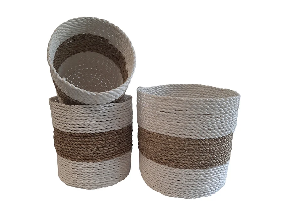 Plantenbakken Furnilux - Wit en Beige - Set van 3 stuks