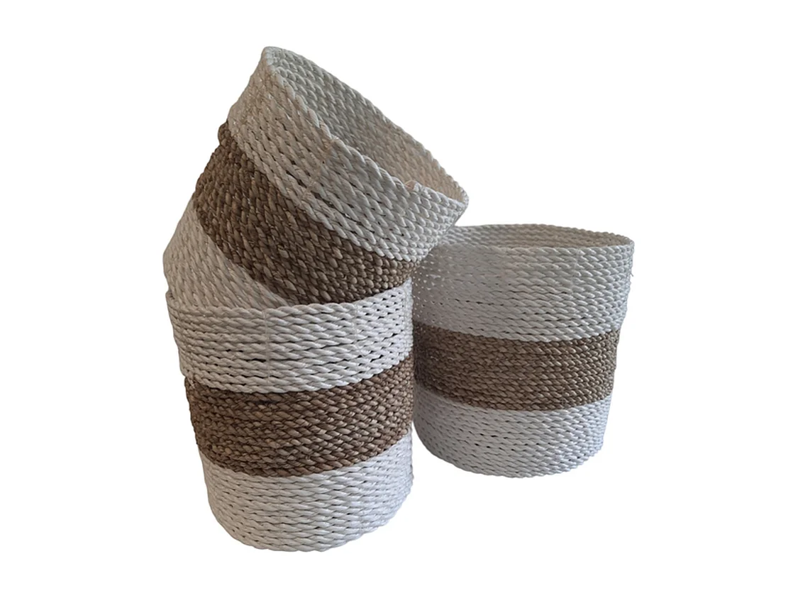 Plantenbakken Furnilux - Wit en Beige - Set van 3 stuks