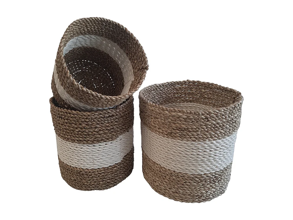 Jardinières Furnilux - Blanc et Beige - Set de 3 pièces