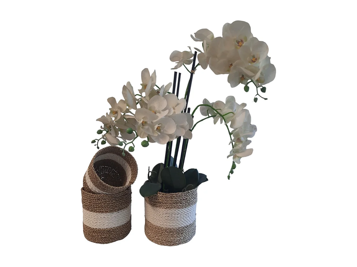 Jardinières Furnilux - Blanc et Beige - Set de 3 pièces