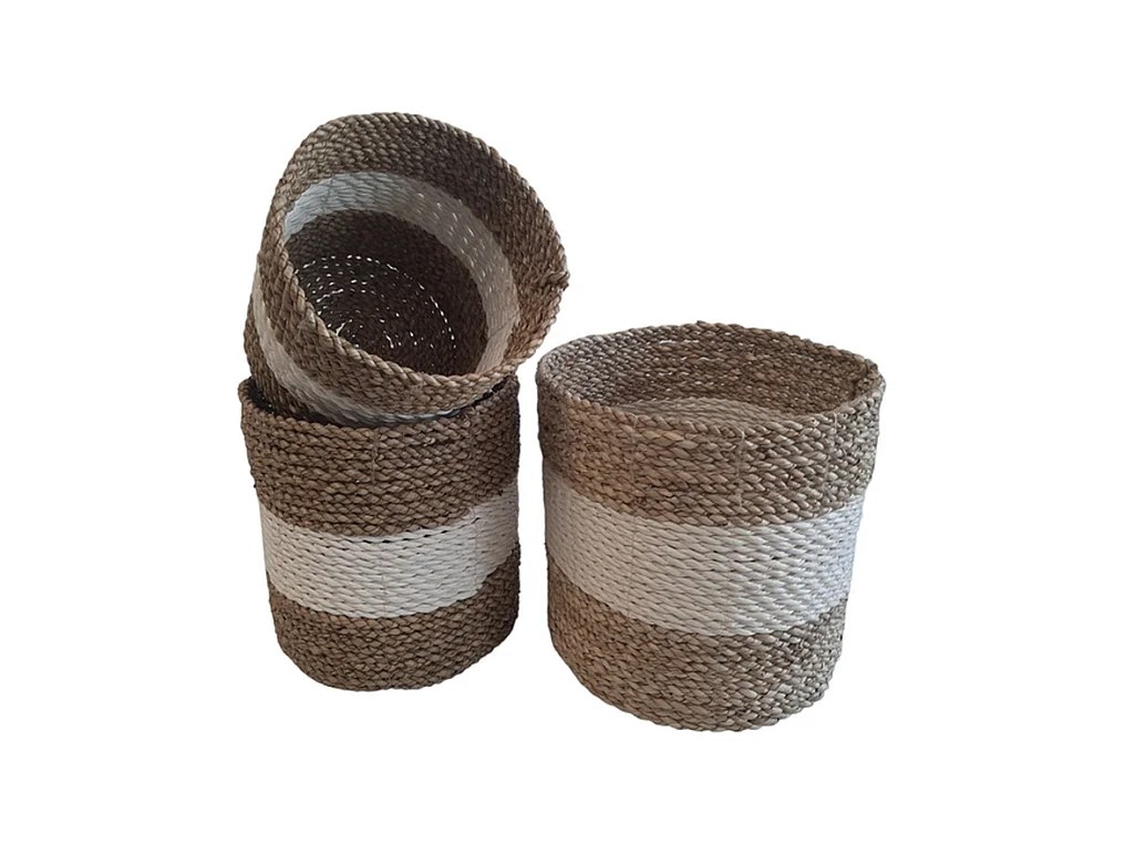 Jardinières Furnilux - Blanc et Beige - Set de 3 pièces
