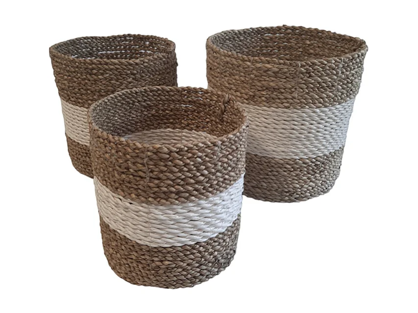 Jardinières Furnilux - Blanc et Beige - Set de 3 pièces