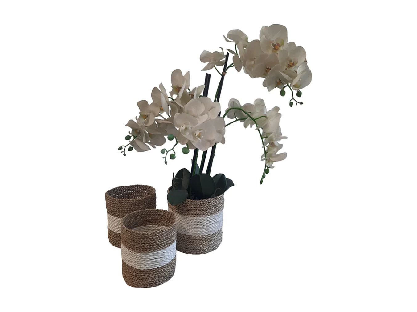 Jardinières Furnilux - Blanc et Beige - Set de 3 pièces