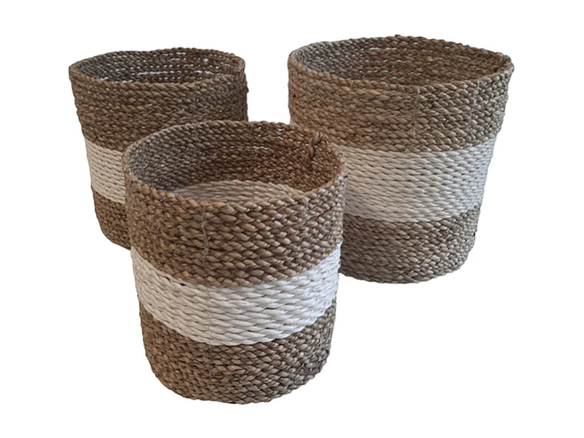 Plantenbakken Furnilux - Wit en Beige - Set van 3 stuks