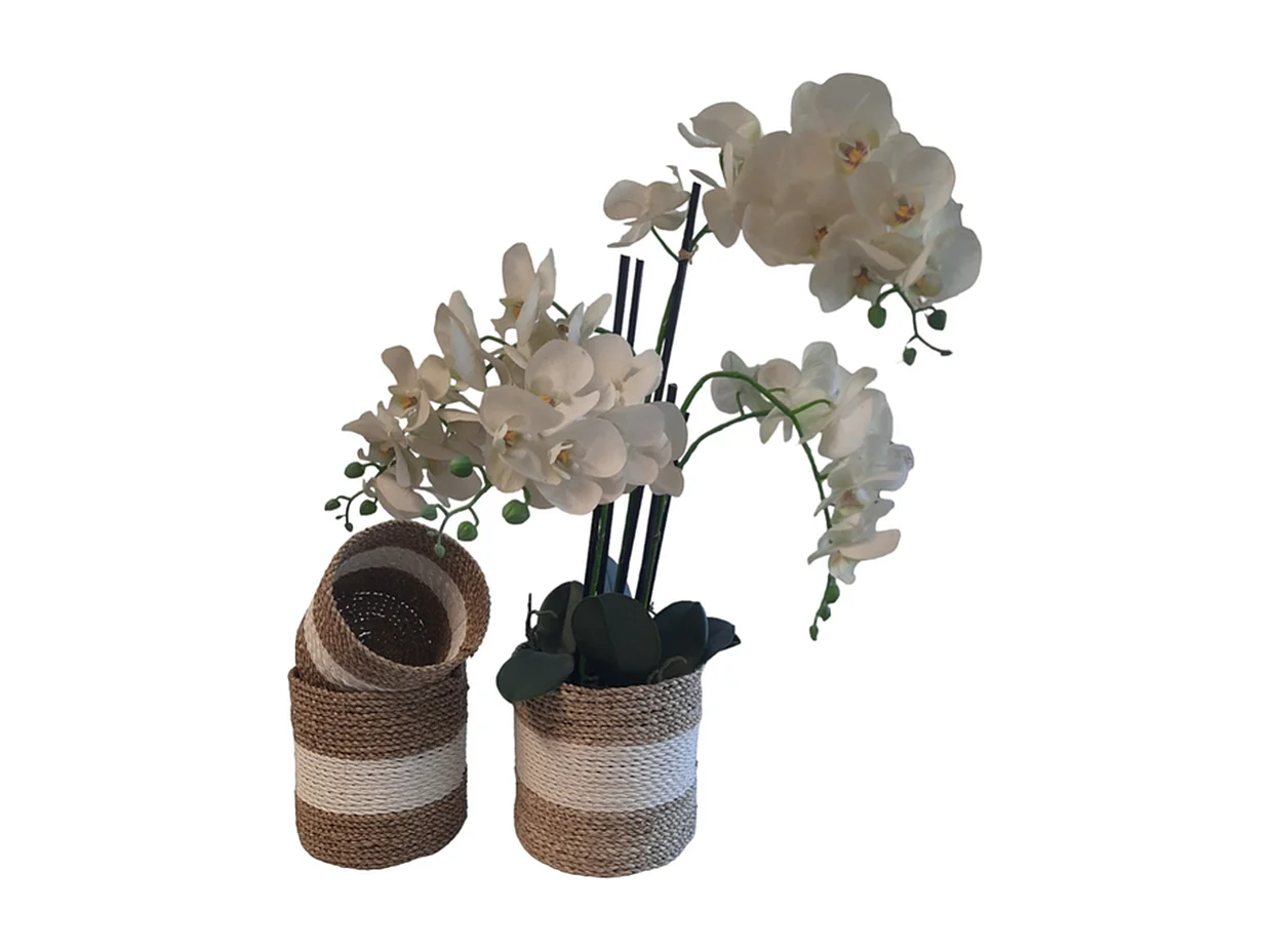 Plantenbakken Furnilux - Wit en Beige - Set van 3 stuks