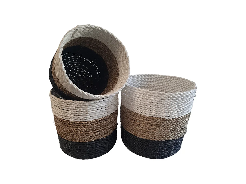 Jardinières Furnilux - Noir/Beige/Blanc - Set de 3 pièces