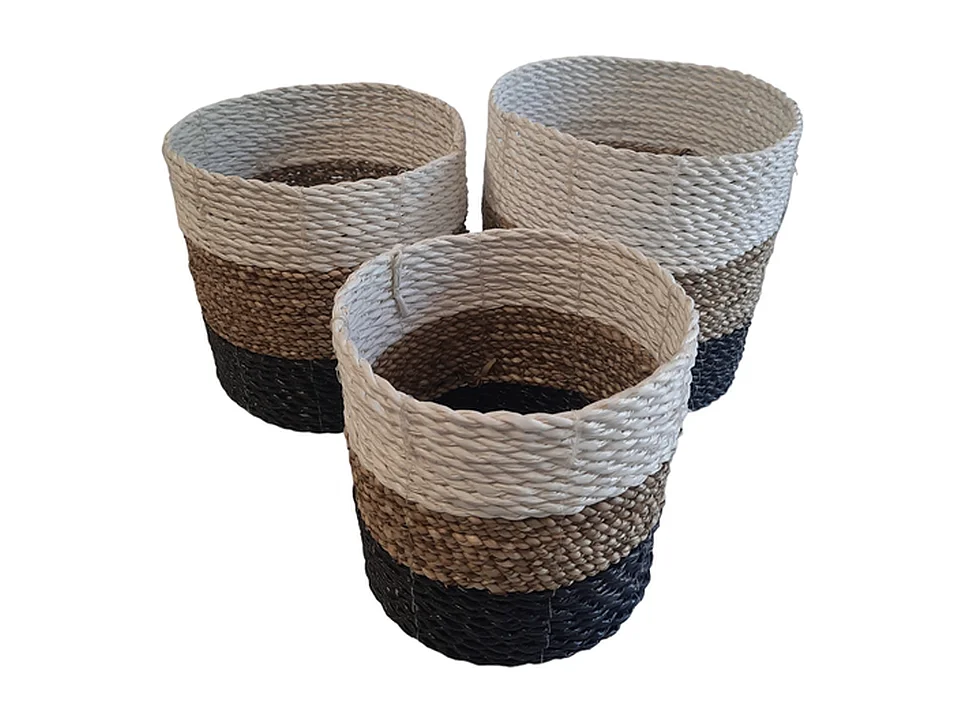 Jardinières Furnilux - Noir/Beige/Blanc - Set de 3 pièces