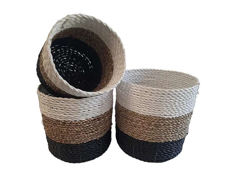 Jardinières Furnilux - Noir/Beige/Blanc - Set de 3 pièces