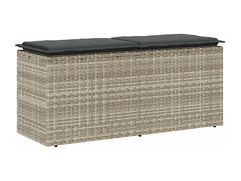 Tuinbank met kussen 110x40x44 cm poly rattan lichtgrijs