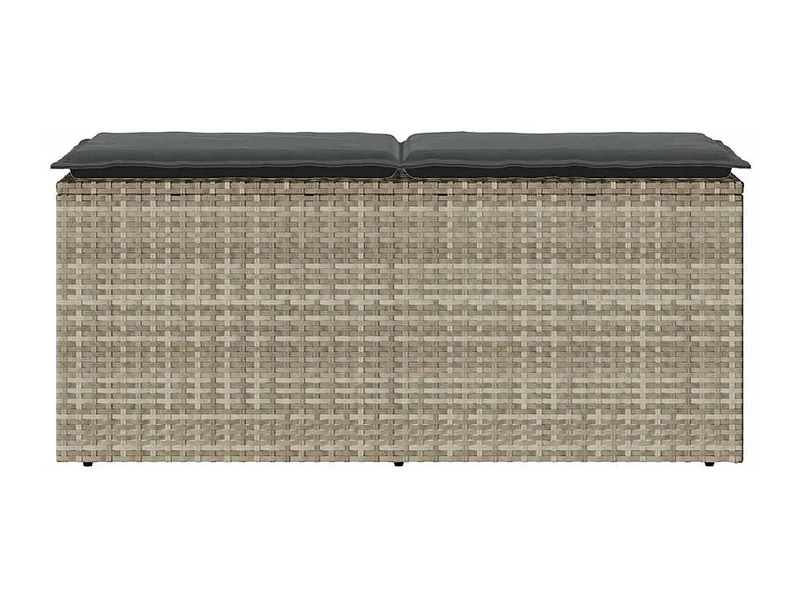 Gartenbank mit Kissen Hellgrau 110x40x44 cm Poly Rattan