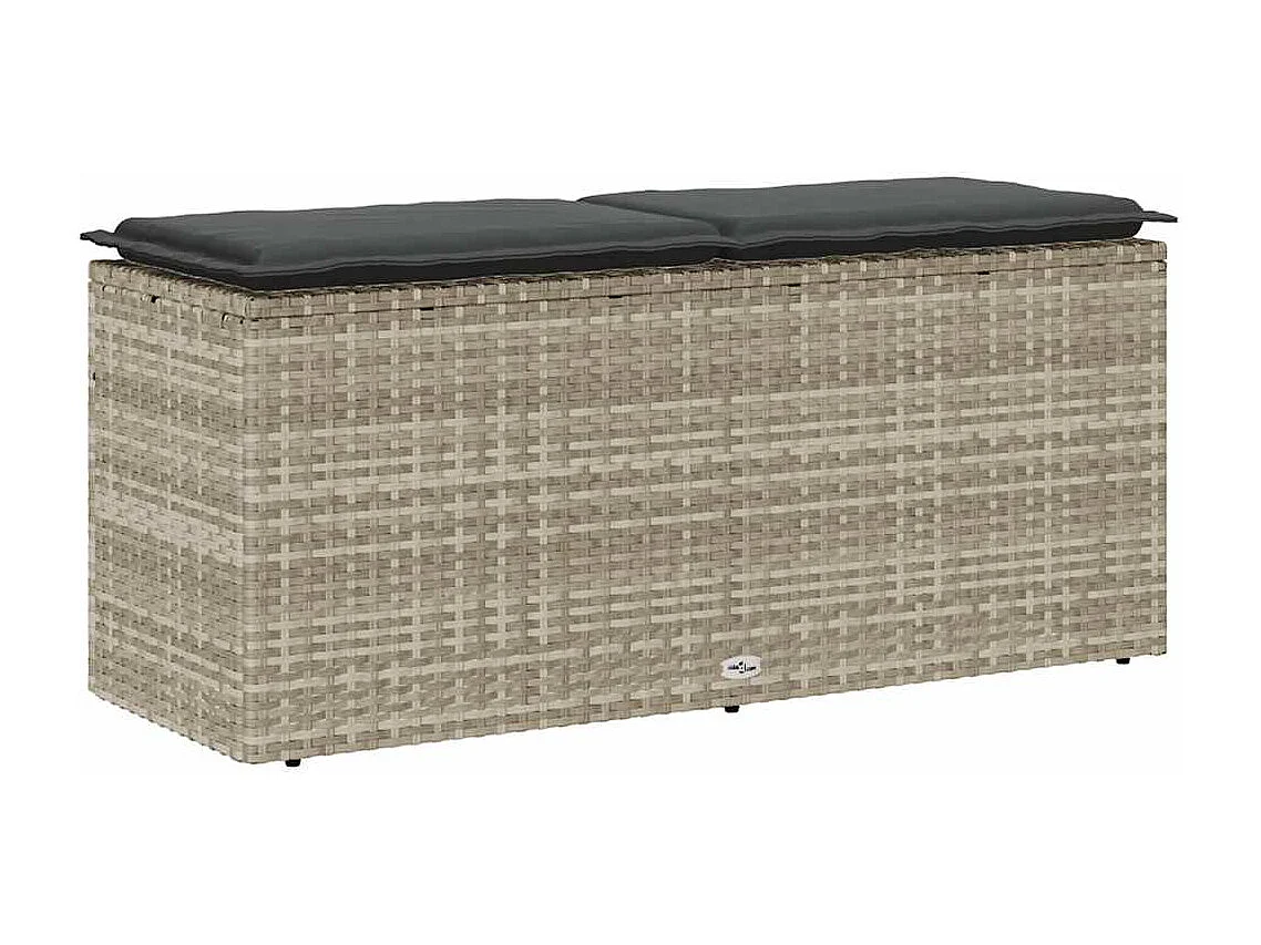 Gartenbank mit Kissen Hellgrau 110x40x44 cm Poly Rattan
