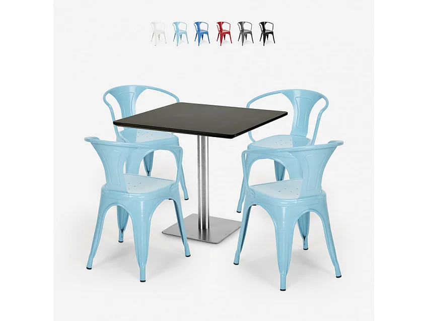 Ensemble de table 90x90 cm bar restaurant 4 chaises Pineapple Martini