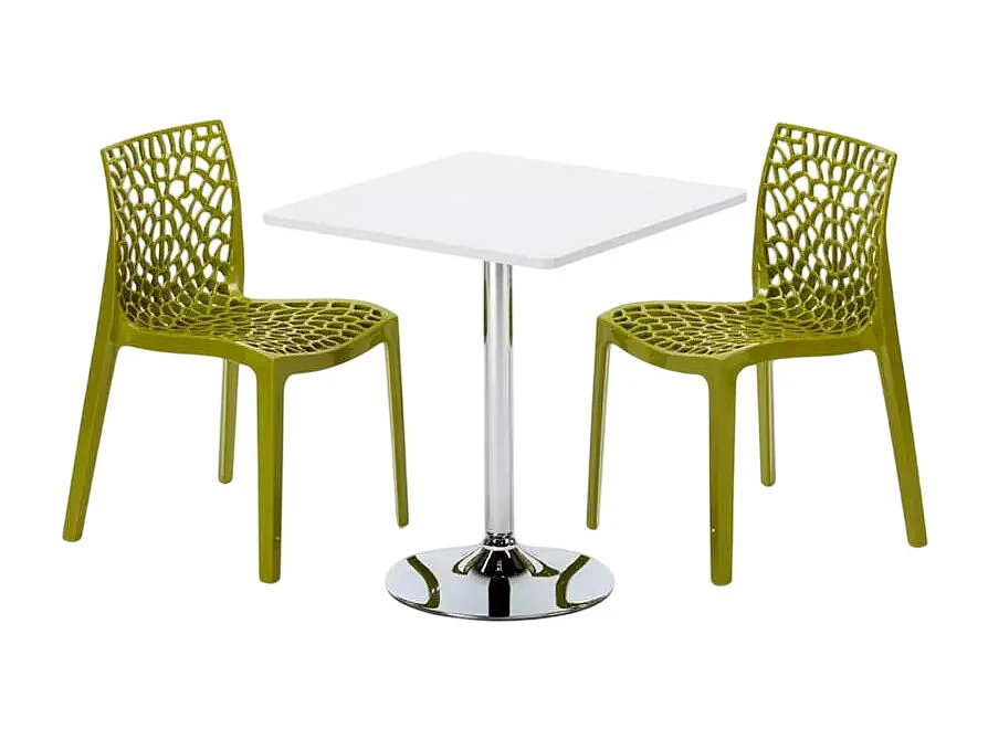 Ensemble de table 70x70cm avec 2 chaises colorées Cosmopolitan