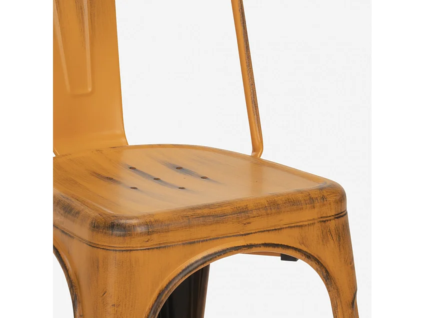 Set tavolo 80x80cm in metallo e legno 4 sedie vintage bar Pear Martini