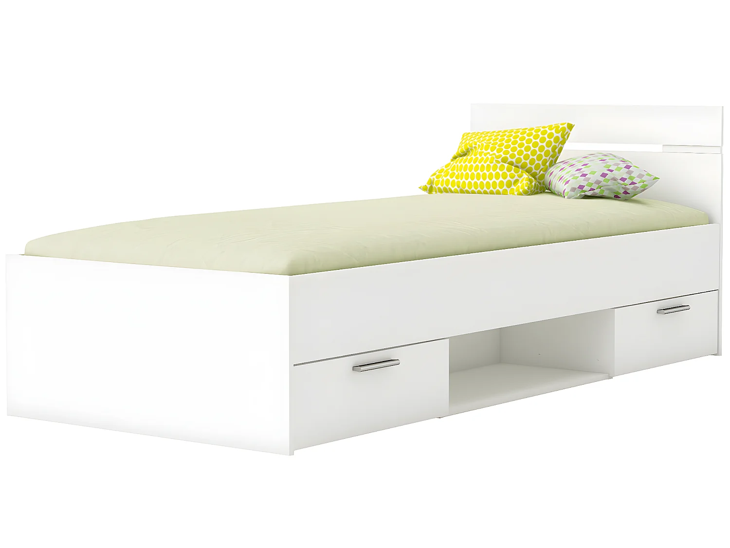 Lit enfant avec rangements coloris blanc mat - 94,5 x 74,2 x 204,3 cm