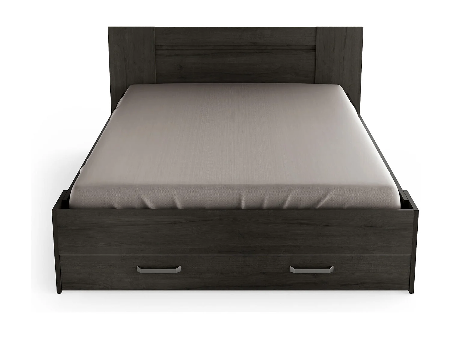 Lit adulte double 160x200 cm coloris chêne Wateford - Longueur 180 x Hauteur 80 x Profondeur 205 cm