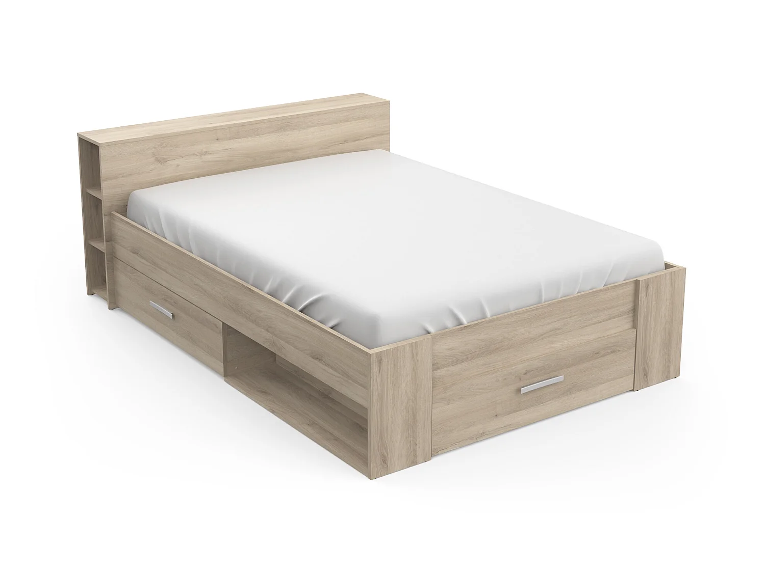 Lit adulte coloris chêne kronberg - longueur 150 x profondeur 226 x hauteur 74 cm