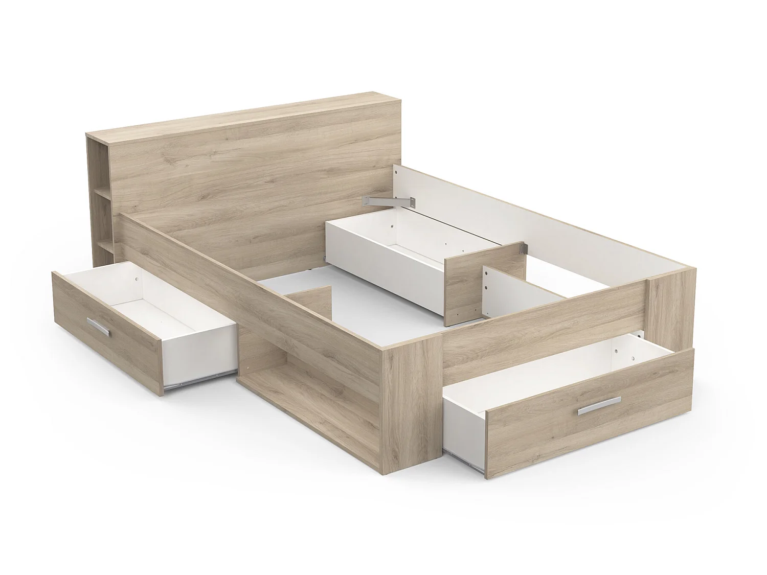 Lit adulte coloris chêne kronberg - longueur 150 x profondeur 226 x hauteur 74 cm