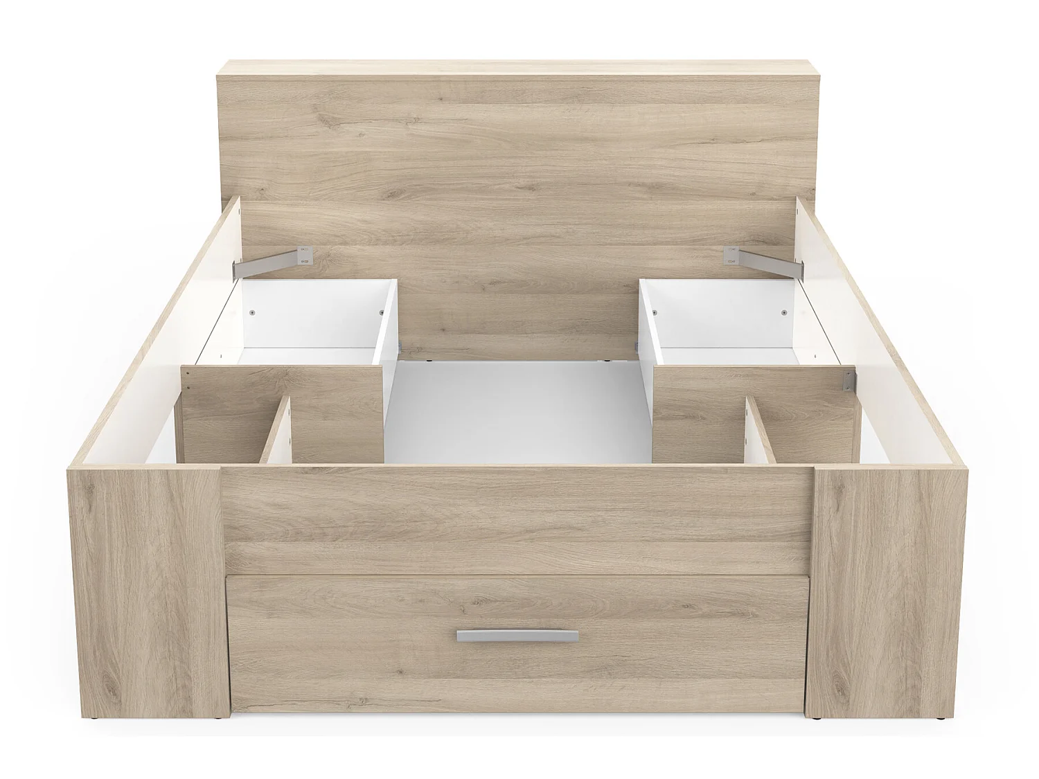 Lit adulte coloris chêne kronberg - longueur 150 x profondeur 226 x hauteur 74 cm