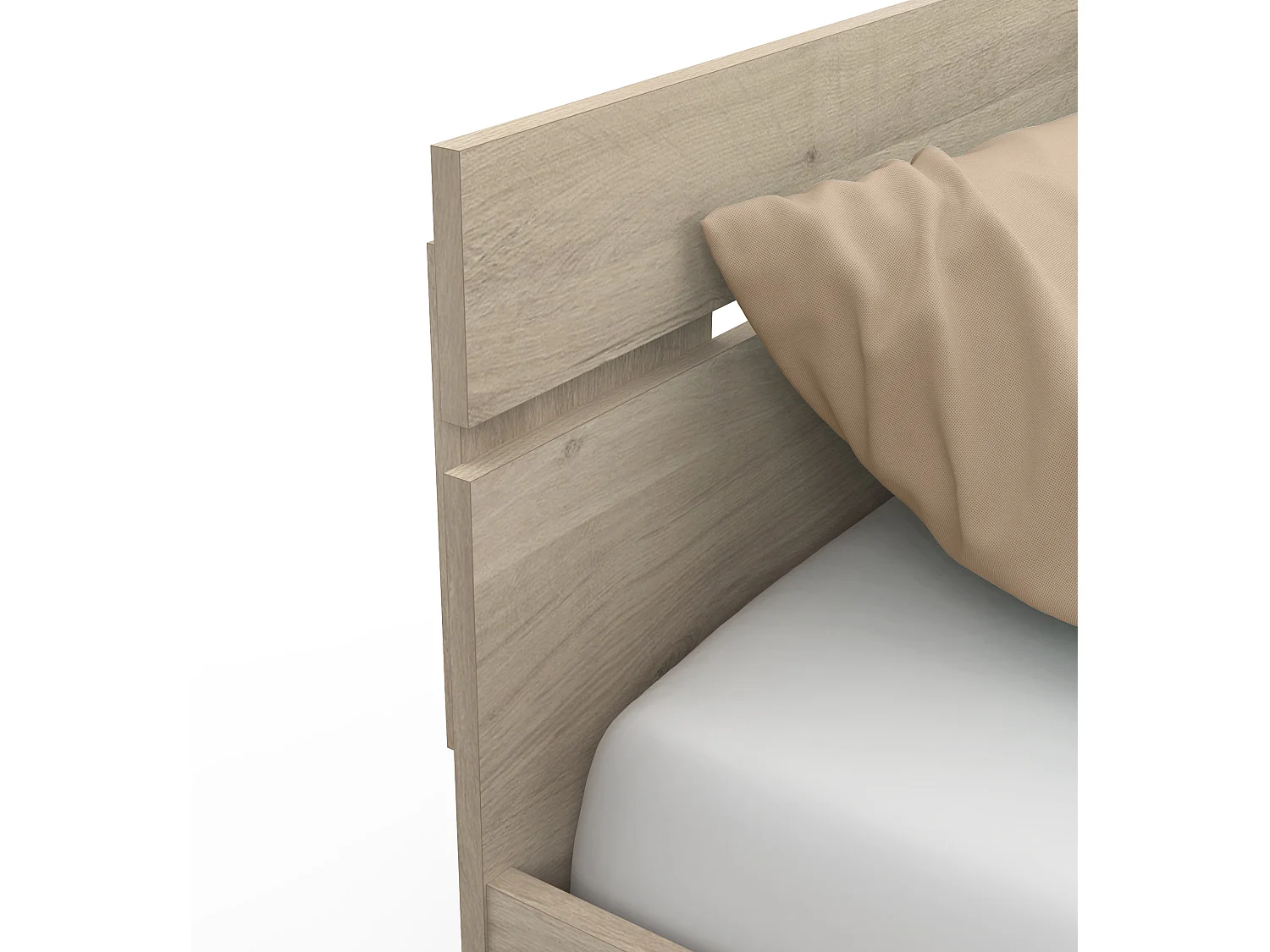 Lit adulte coloris chêne kronberg - longueur 144 x profondeur 204 x hauteur 74 cm