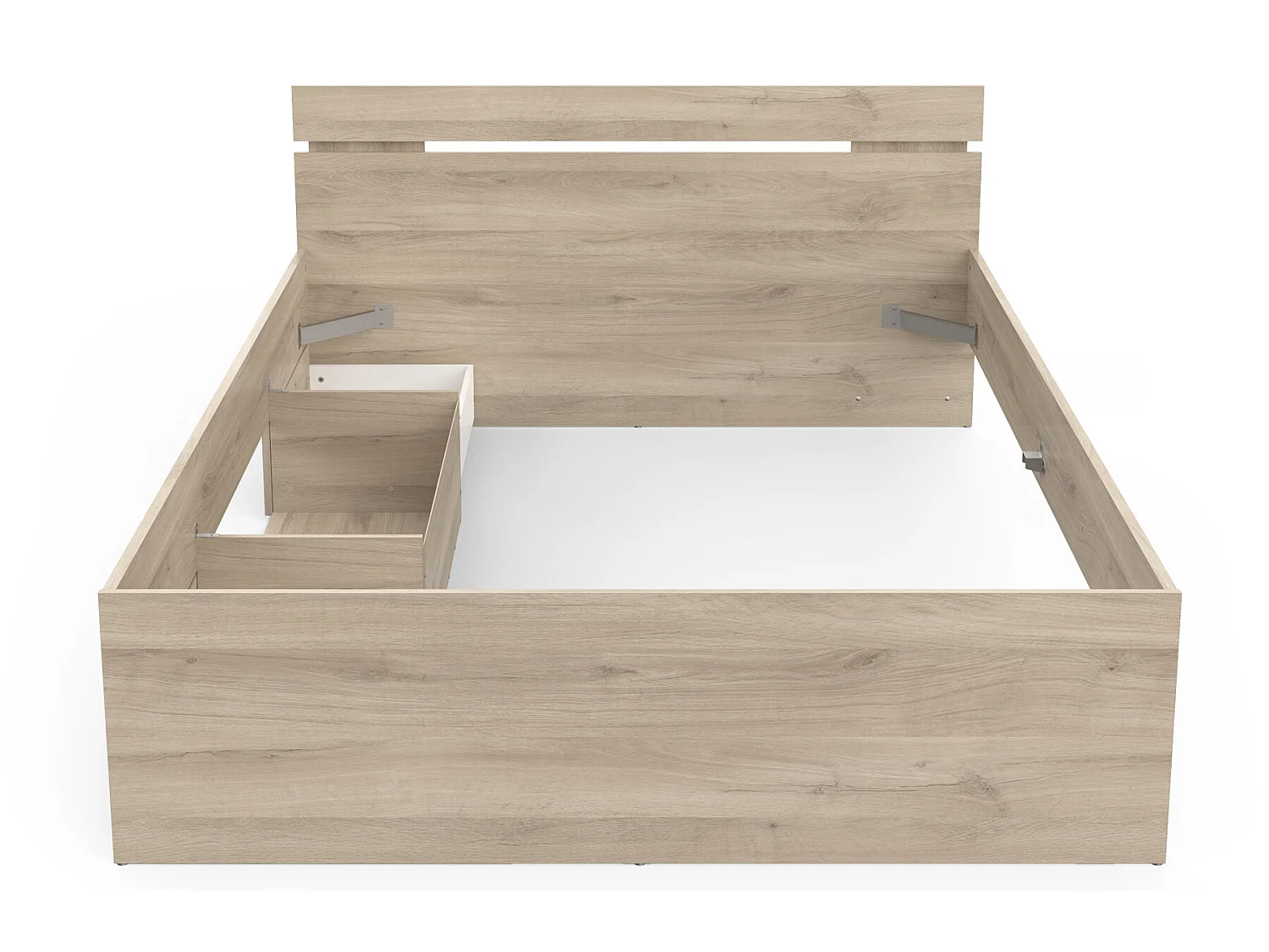 Lit adulte coloris chêne kronberg - longueur 144 x profondeur 204 x hauteur 74 cm