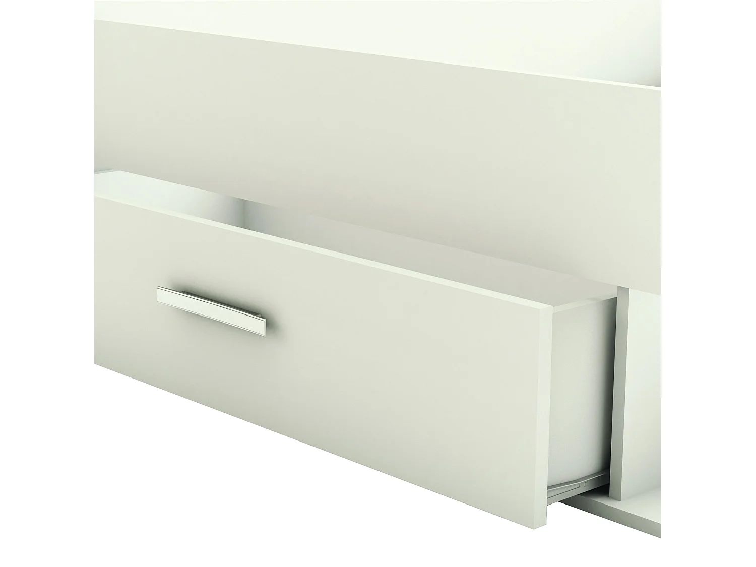 Lit 2 places avec rangements en bois coloris blanc mat - 150,1 x 76,3 x 217,3 cm