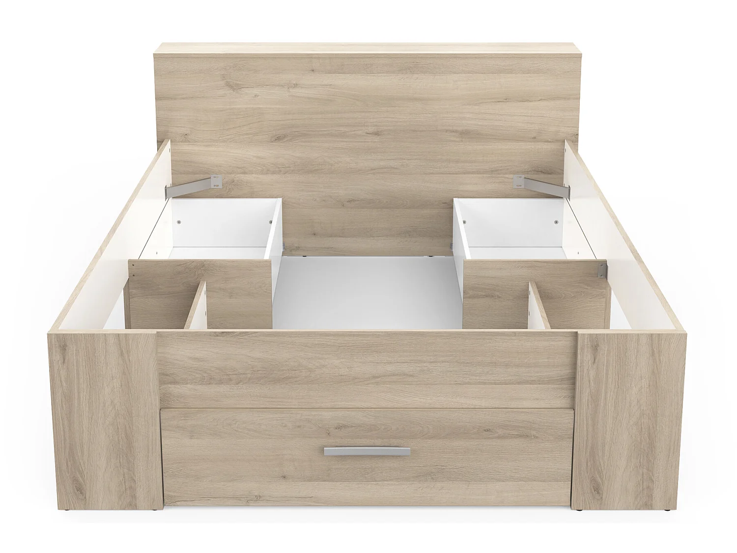 Lit adulte coloris chêne kronberg - longueur 150 x profondeur 217 x hauteur 74 cm