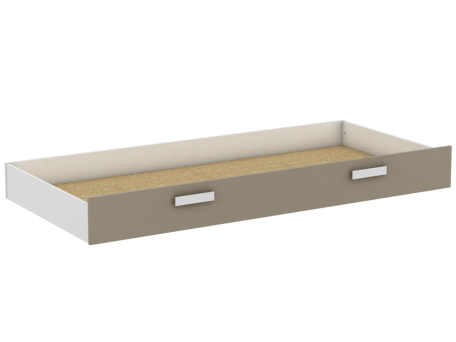 Tiroir de lit enfant , coloris blanc mat/argile - 198,4 x 21,9 x 93 cm