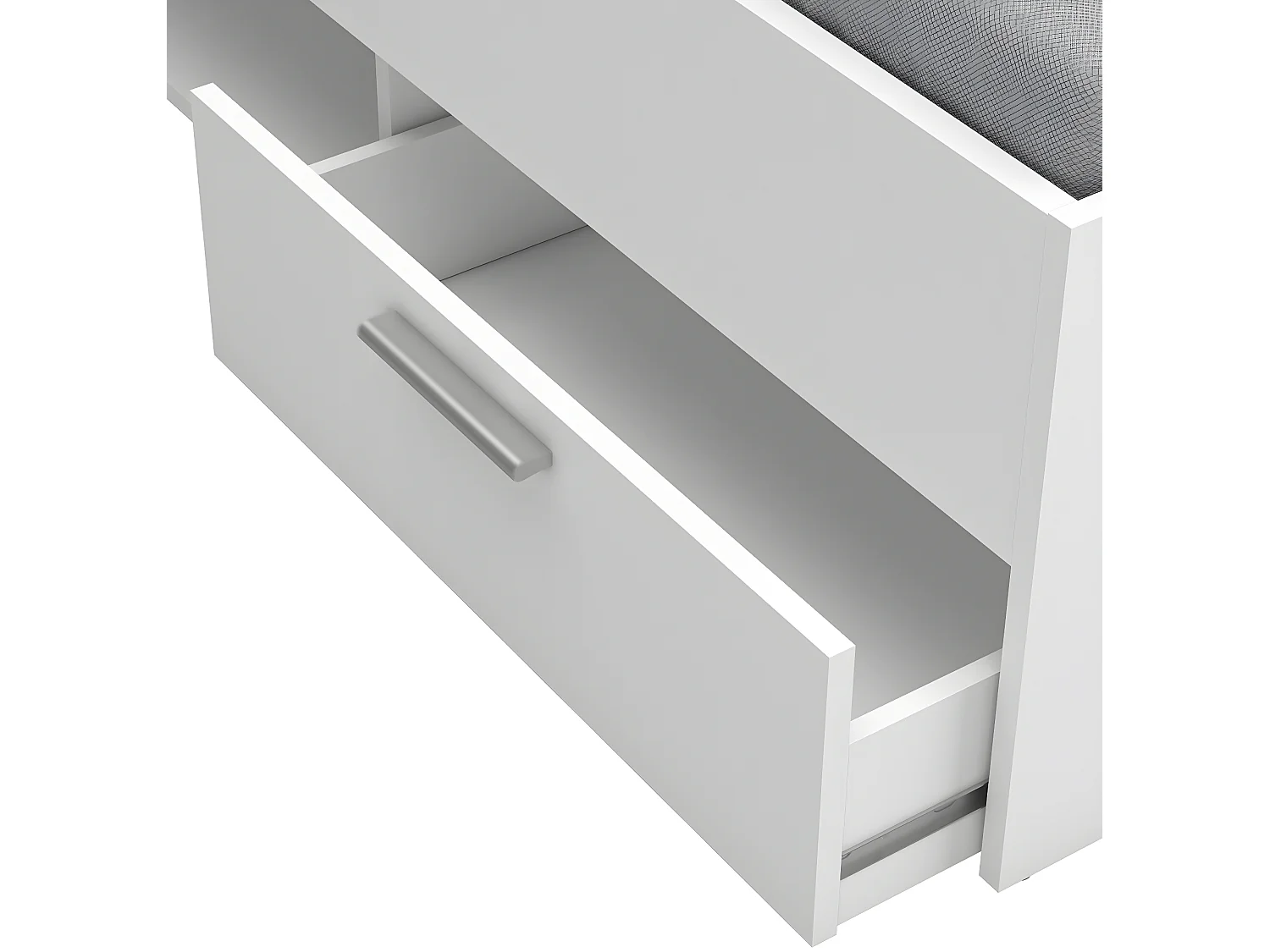 Lit 2 places avec rangements en bois coloris blanc mat - 144,5 x 74,2 x 204,3 cm