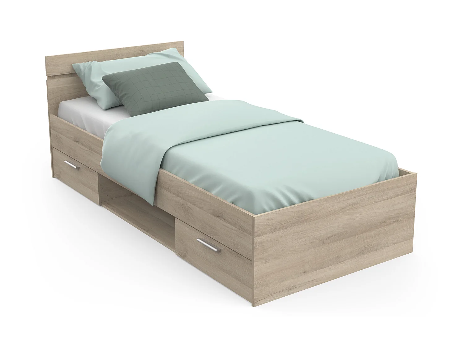 Lit enfant coloris chêne kronberg - longueur 94 x profondeur 204 x hauteur 74 cm