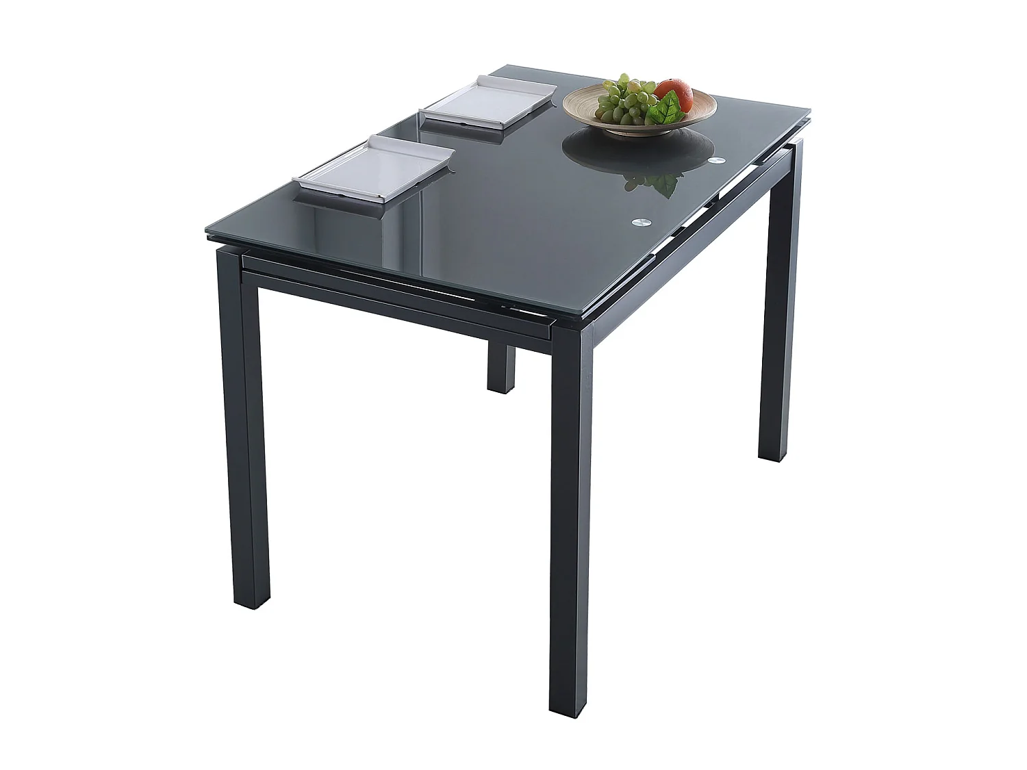 Table à manger extensible rectangulaire coloris gris - Longueur 110 - 170 x Profondeur 70 x Hauteur 75 cm