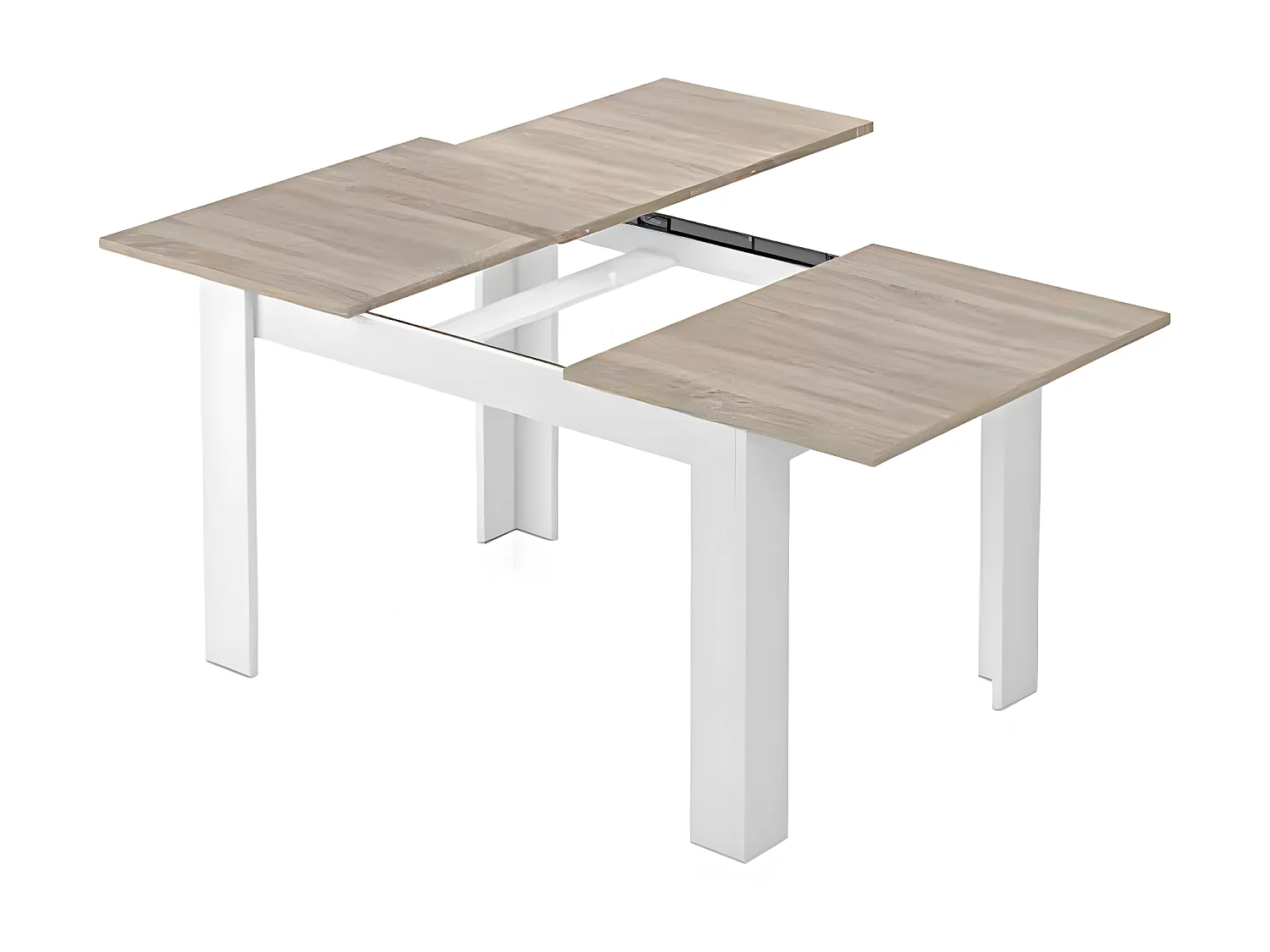 Table à manger Extensible imitation chêne canadian et blanc Artik - 78 x 140-190 x 90 cm