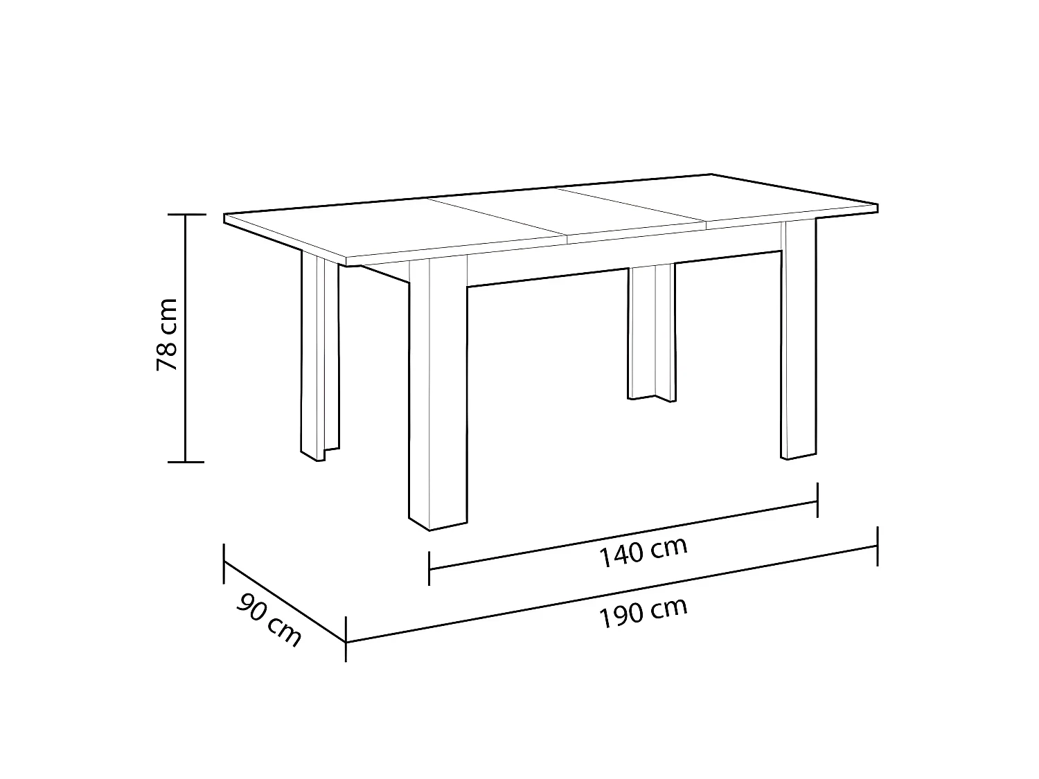 Table à manger Extensible imitation chêne canadian et blanc Artik - 78 x 140-190 x 90 cm