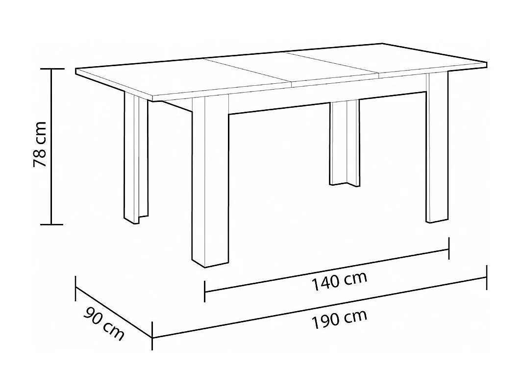 Table à manger Extensible imitation chêne canadian et blanc Artik - 78 x 140-190 x 90 cm