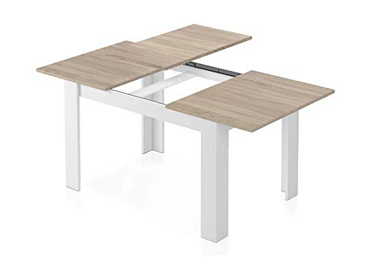 Table à manger Extensible imitation chêne canadian et blanc Artik - 78 x 140-190 x 90 cm