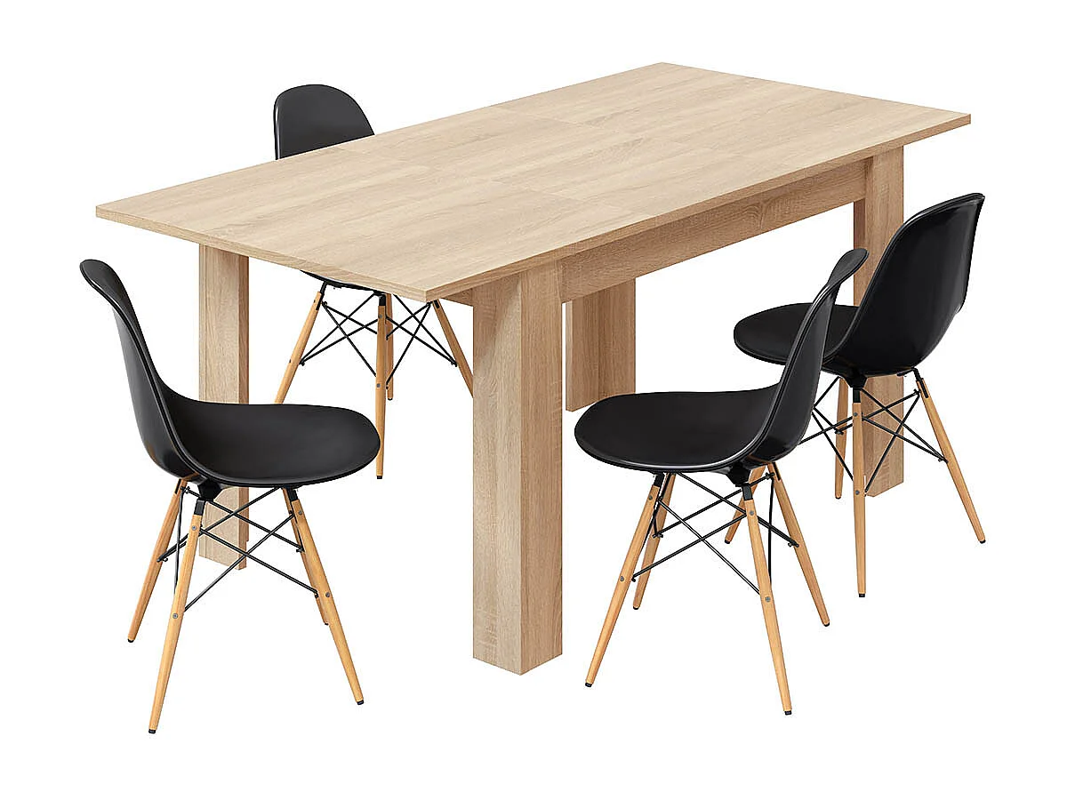 Table Extensible de salle à manger coloris chêne - Dim : H 78 x L 140-190 x P 90 cm