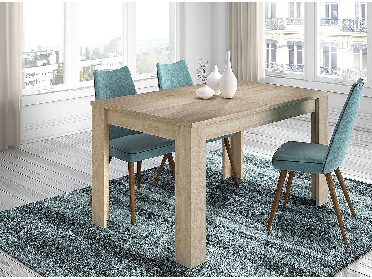 Table Extensible de salle à manger coloris chêne - Dim : H 78 x L 140-190 x P 90 cm