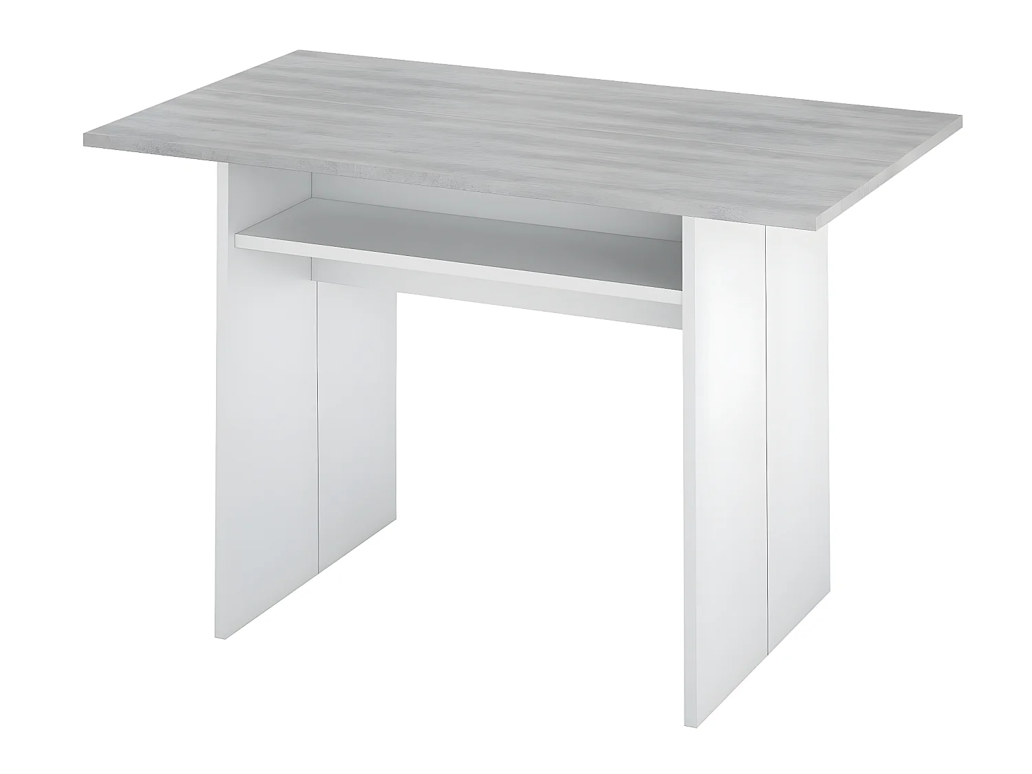 Table escamotable, blanc artic/béton - Dim : 75 x 120 x 35 cm