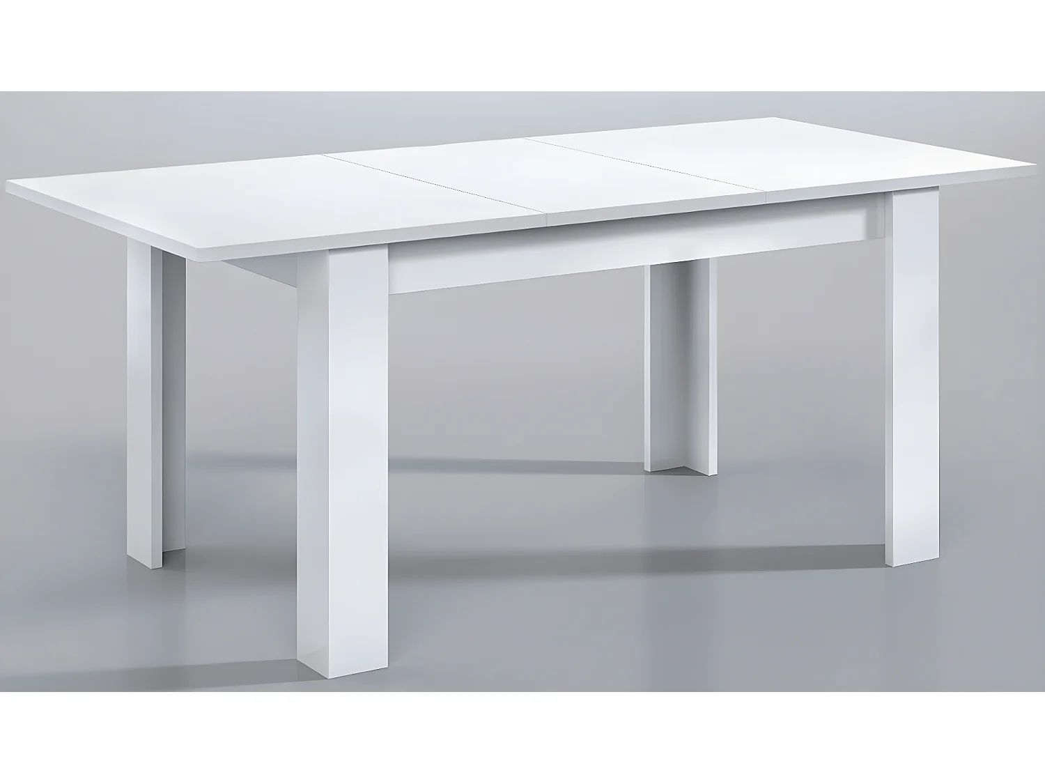 Table à manger extensible en mélamine coloris blanc brillant - Dim : L140 x P90 x H78 cm
