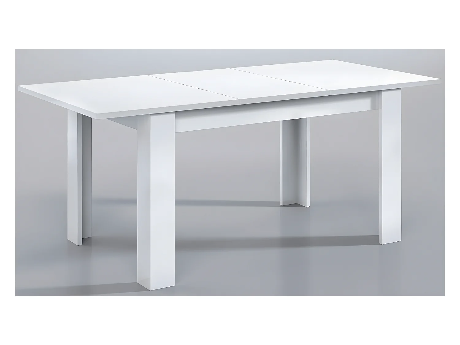 Table à manger extensible en mélamine coloris blanc brillant - Dim : L140 x P90 x H78 cm