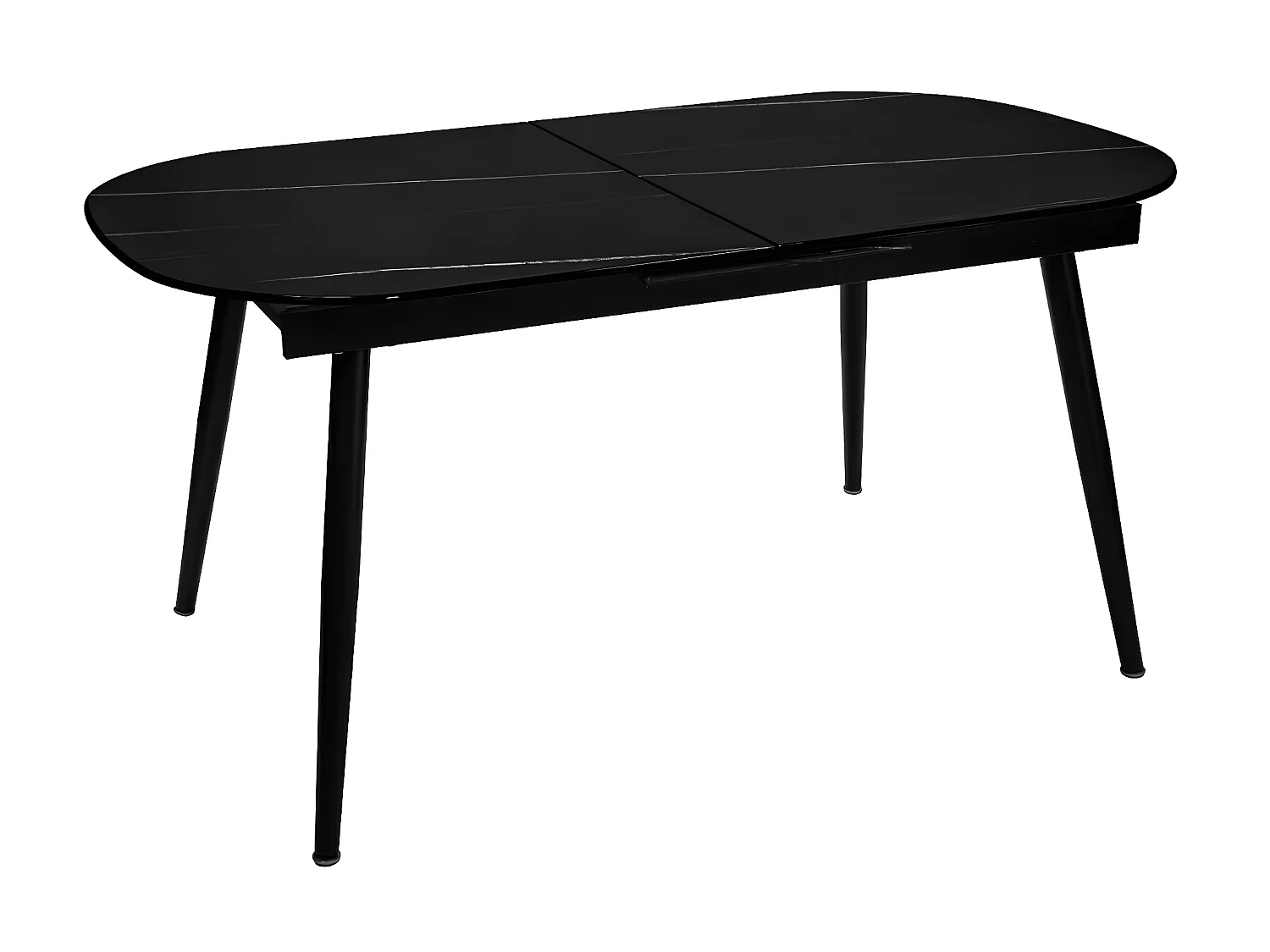 Table à manger extensible, plateau verre trempé effet marbre - Longueur 160 x Profondeur 90 x Hauteur 78,5 cm
