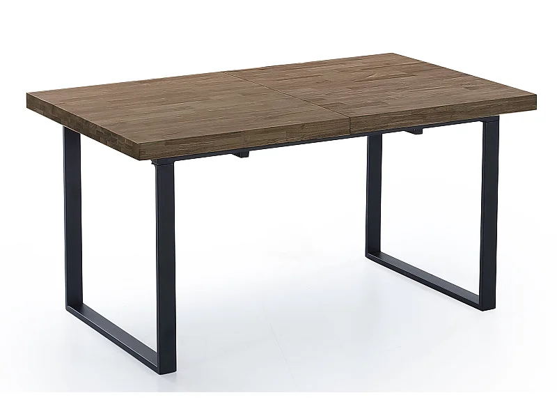 Table à manger rectangulaire extensible coloris chêne américain / pieds noir , Longueur 140 - 180 x largeur 80 x Hauteur 76 cm