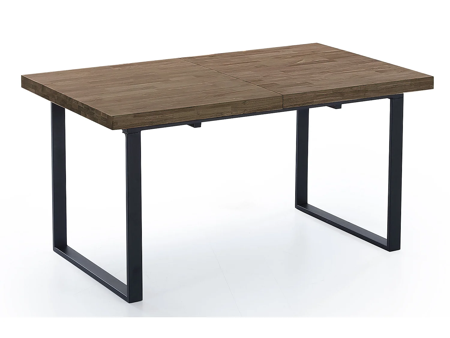 Table à manger rectangulaire extensible coloris chêne américain / pieds noir , Longueur 140 - 180 x largeur 80 x Hauteur 76 cm