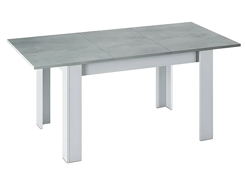 Table a manger Extensible décor béton et blanc Artik - 78 x 140-190 x 90 cm